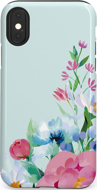 Casetastic hoesje geschikt voor Apple iPhone X / Apple iPhone XS - Dubbellaagse bescherming - Dagdroom in bloei - Fashion Case - Lichtgrijs Lichtroze