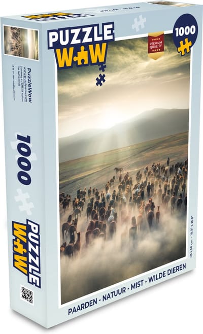 Puzzel Paarden - Natuur - Mist - Wilde dieren - Legpuzzel - Puzzel 1000 stukjes volwassenen