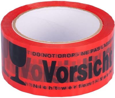 144 Verpakkingstape 'Voorzichtig Glas' Rood - 48mm x 66m - Scheurbestendig
