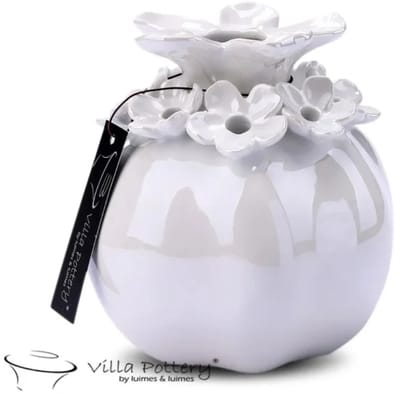Creme parel bloemenvaas Patricia 14x14x15