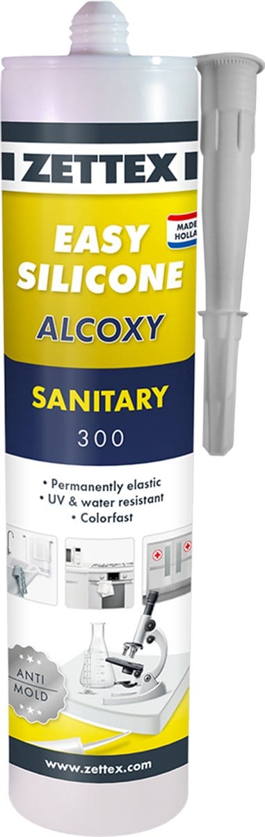 Zettex Easy Siliconenkit S - Sanitairkit voor Badkamer & Keuken - Schimmelbestendig & Elastisch - 2x 310ml - 2-Pack - Lichtgrijs