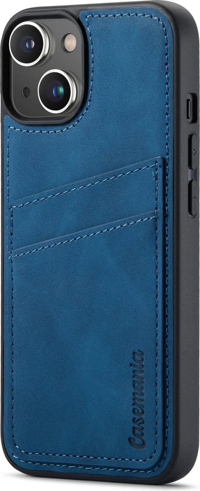Casemania Hoesje Geschikt voor Apple iPhone 15 Plus - met Pasjeshouder Navy Blue - Back Cover met Kaarthouder