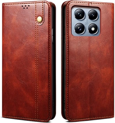 Coverup Hoesje - Geschikt voor Xiaomi 14T Pro Hoesje - Coverup Premium Classic Book Case - Bruin