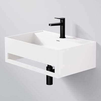 Steinberg series 440 wall-mounted washbasin with towel rack in Mineo Stone 60 x 40 cm 440 6117 W