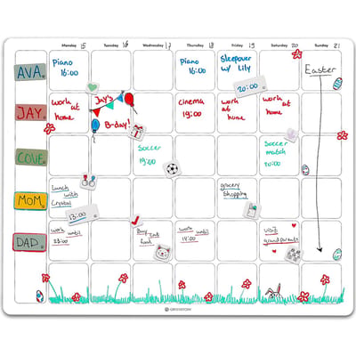 GreenStory - Familie Planner - Zelfklevend - Gezinsplanner - L - Sticky Whiteboard - met Sticky Pen