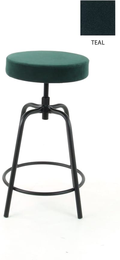 Workliving Barkruk Laag Rond - Velvet Teal - 60-68 CM