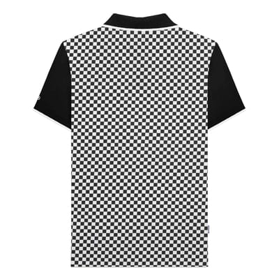 Lambretta Herenpoloshirt met tweekleurige all-over print (Zwart, Wit)