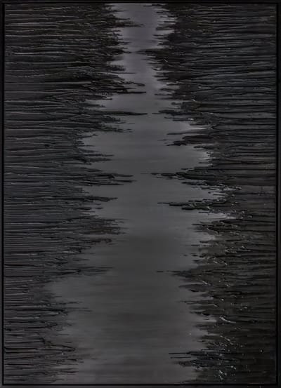 Ter Halle - Schilderij - Wanddecoratie - 3D Art - Mystieke Zwarte Mist Met Acrylverf - 83x123cm (2)