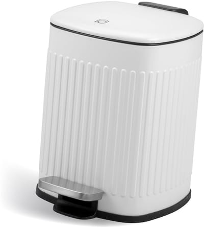 Afvalemmer met Pedaal - Prullenbak Badkamer - Hygiënisch Afval Weggooien - Softclose Mechanisme - 6 Liter Inhoud - Wit
