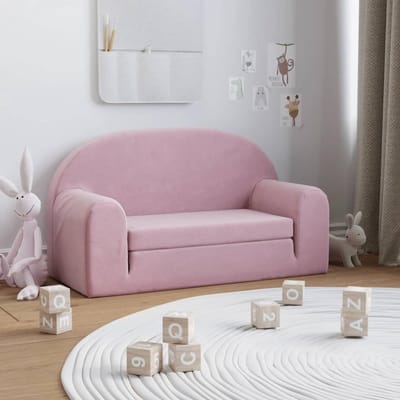 Kinder slaapbank - Kinderzitje speelbank - Spelen lezen slapen - Zachte pluche stof - 84x45cm - Roze