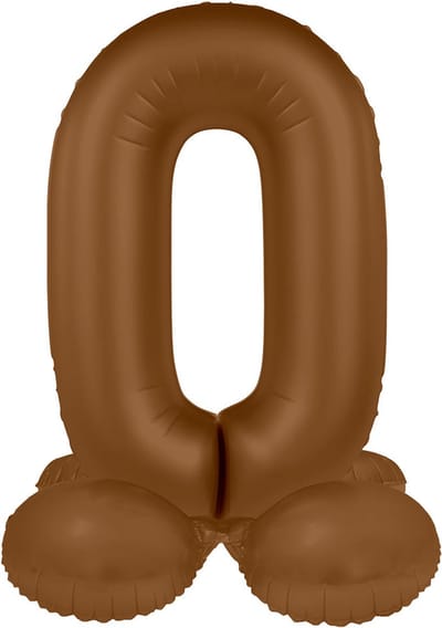 Folat - Staande folieballon Cijfer 0 Chocolate Brown - 72 cm
