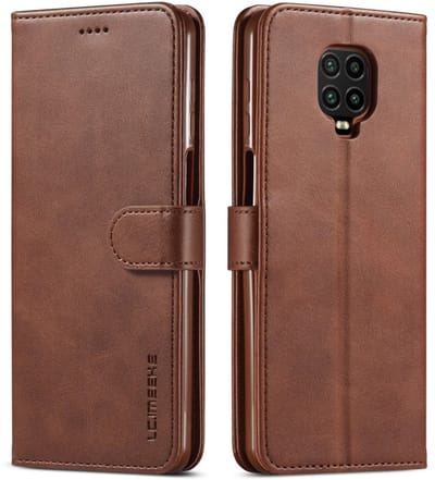 LC.IMEEKE Hoesje - Geschikt voor Xiaomi Redmi Note 9 Pro / 9S Hoesje - LC.IMEEKE Luxe Book Case - Donkerbruin