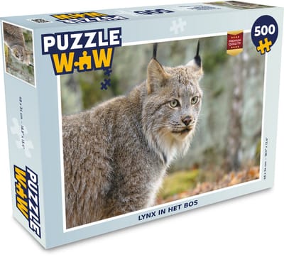 Puzzel Lynx - Bos - Grijs - Legpuzzel - Puzzel 500 stukjes