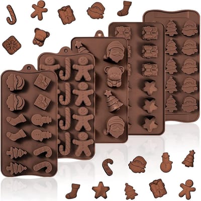 Kerst Silicone Mallen voor Chocolade, Zeep en Snoep - 5 Stuks Herbruikbare Bakvormen voor de Keuken