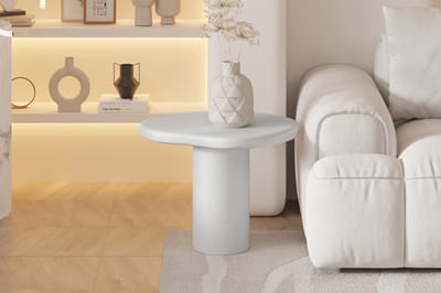 Rousseau Tavira – Bijzettafel 58x50 cm – Cement Ecru – Betonlook