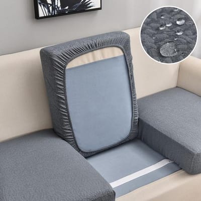 Housse de coussin d'assise de canapé jacquard élastique imperméable Housse de canapé pour salon Protecteur de meubles pour animaux de compagnie Enfants Amovible Normal Size (S)-1pc gris foncé