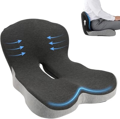 Ergonomisch Zitkussen met Lendensteun voor Kantoor en Auto, Geheugenfoam voor Rugpijn, Sciatica en Stuitbeenondersteuning