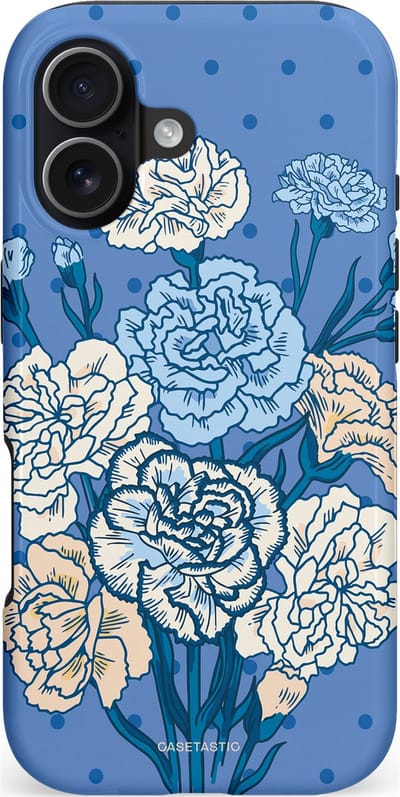 Casetastic hoesje geschikt voor Apple iPhone 17 - MagSafe - Dubbellaagse bescherming - Anjer boeket - Fashion Case - Zand Blauw