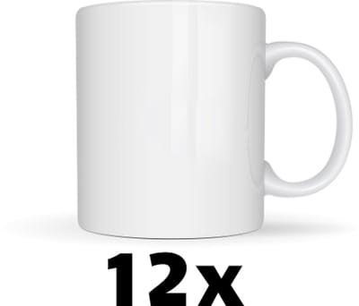 12x Witte Sublimatiemokken - Leuke Cadeau Ideeën - Bedrukbare Sublimatiemok - Geschikt voor Bedrukken - Hoogwaardige Kwaliteit - Leuke Cadeau Ideeën - Vaatwasser- Perfect voor Sublimatie - 325ml