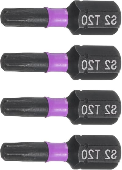 Set van 4 T20 Torx Schroevendraaier Bits met 1/4" Hex Shank, 25mm Lengte voor Elektrische Schroevendraaiers, Ideaal voor Hout en Metaal Reparaties