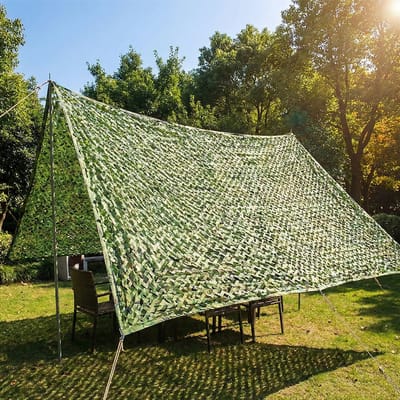 Qelus 200x200cm Camouflagenet voor Buiten & Jacht - Premium 3D Bladpatroon Camouflage Net - Scheurbestendig & Geluidsloos Zichtdoek - Inclusief 10m Touw - UV-Bescherming Schaduwdoek voor Tuin, Balkon en Decoratie