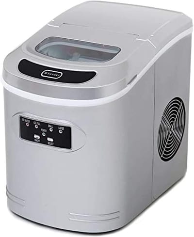 Compacte ijsmachine - IJsmaker aanrecht - Snelle ijsblokjes - 2 ijsgroottes - 27 pond per dag - Metallic zilver