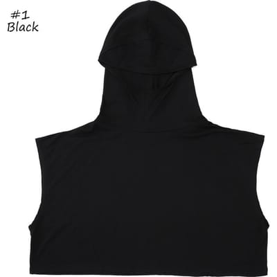 Ramadan Mouwloze Hoodie Modal Katoen Afneembare Kraag Effen Kleur Eenvoudige Hoed Dames Sjaal Moslim Hijab Ondersteunend Shirt Turban beige