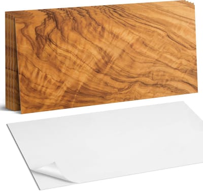 Coloray Plaktegels - Natuurlijk houtpatroon Wandtegel Zelfklevend - 60 cm x 30 cm - Bruin Plaktegels - 6 stuks - Rechthoek PVC Tegels - Plaktegels Keuken - Zelfklevende Vloertegels Badkamer - Vinyl Tegels Zelfklevend - Zelfklevende Wandtegels