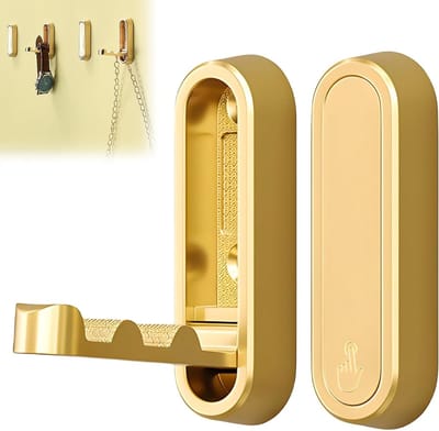 Set van 2 Vouwbare Wandhaken van Aluminium Leggen, Magnetische Verborgen Kledinghaken voor Kantoor, Keuken, Slaapkamer en Badkamer