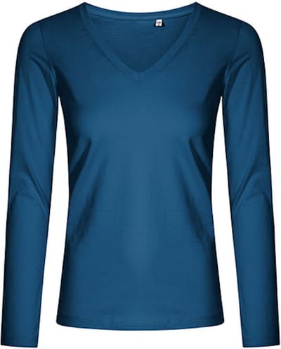 Promodoro Women´s V-Neck T-Shirt Long Sleeve XO1560 - Petrol - L