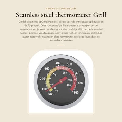 Dailygoods- BBQ Thermometer Draadloos - Roestvrij Staal - Temperatuurweergave - Grill Thermometer - Geschikt voor Kamado - Meetbereik 50-800°F - Grillthermometer