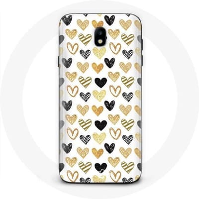 Samsung Galaxy J3 2017 hoesje Abstracte textuurachtergrond zwarte gele en grijze harten