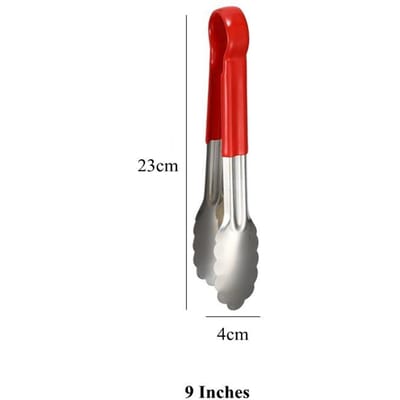 Pinces de cuisine en acier inoxydable pour barbecue, 9/12/14 pouces, poignée anti-brûlure, pince à steak pour buffet, pince à pain, ustensiles de cuisine red