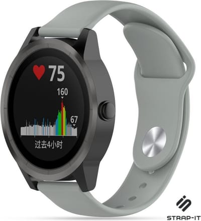 Strap-it Siliconen sport bandje - geschikt voor Garmin Vivoactive 3 / Vivoactive 5 / Vivomove HR / Venu / Venu SQ / Forerunner 245 / 570 - 42mm / 645 - grijs