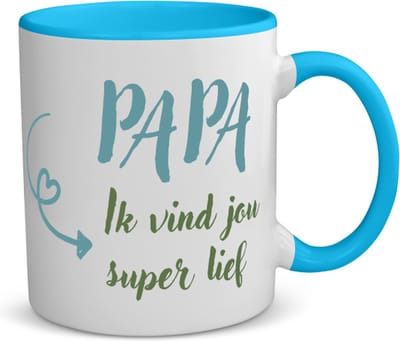 Akyol - papa ik vind jou koffiemok - theemok - blauw - Papa - je vader - vaderdag cadeautjes - verjaardagscadeau - gift - kado - 350 ML inhoud