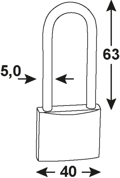 Werkzeyt Hangslot met Lange Beugel – Messing – 40mm