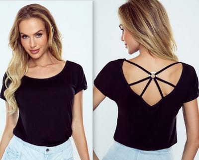 Eldar Giris- katoen blouse met korte mouwen-zwart S