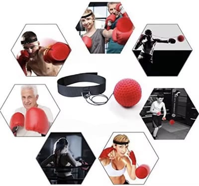 CHPN - Hoofdband met reflexbal - Reflex bal - Bokstraining - BoksOefening - Krachttraining - Hand Oog Cordinatie - Training Set - Rode bal aan touw met hoofdband