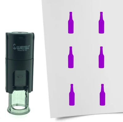 CombiCraft Stempel Bierflesje 10mm rond - Paarse inkt