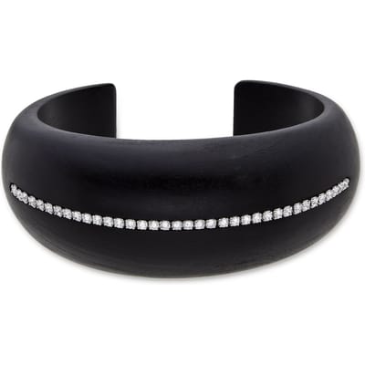 Luxenter Armband van 925 sterling zilver en zwart hout met rhodiumafwerking - Iwox
