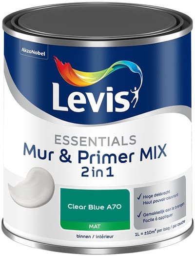 Levis - Essentials Mur & Primer Mix - Clear Blue A70 - Mengverf - 1 L