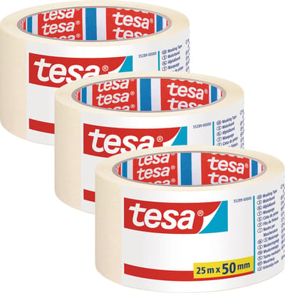Tesa Afplaktape/schilderstape - 3x - 50 mm x 25 m - maskeertape - Schilderen tools
