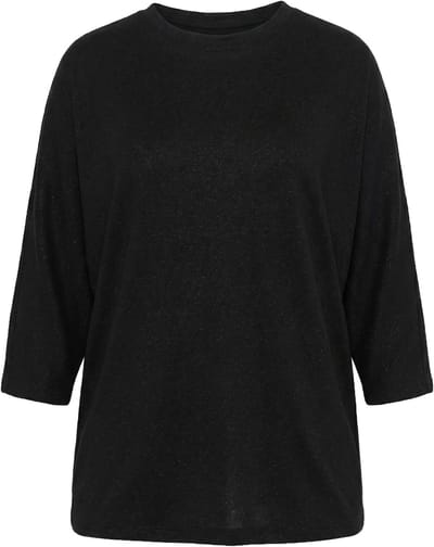 MIAMODA - Dames - Trui geruite structuur glittereffect opstaande kraag - Zwart - Maat 42+