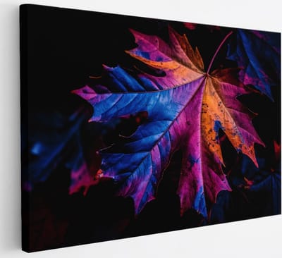 Saammp Canvas Schilderij - Gekleurd Blad - Bloemen - Natuur - 30x20 - Foto op canvas - Wanddecoratie - Muurdecoratie Woonkamer - Slaapkamer decoratie - Canvas Print