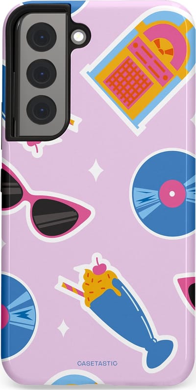 Casetastic Hoesje Geschikt voor Samsung S22 - Stijlvolle Beschermende Duo-layer Case - Jukebox vibes