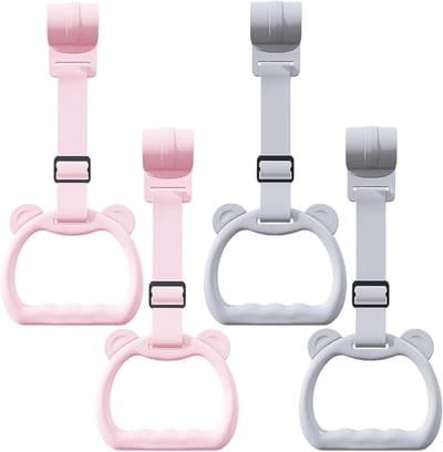 Set van 4 - Trekring voor hek - Universele Optrekringen - voor Box en Babybed - Handige Baby Staring Hulpringen - Duurzame PP - Loopondersteuning en Sta-Assistentie voor Kinderen - Veilige Handgrepen voor Babypark
