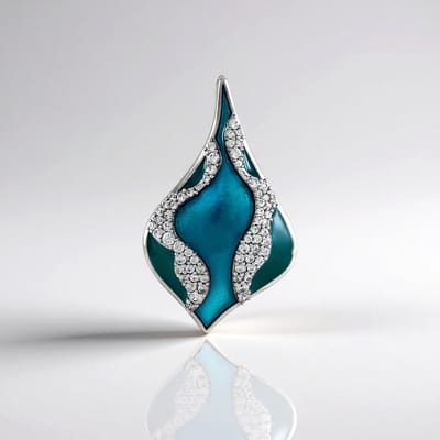 Cavill - Dameshanger 925 Sterling Zilver met Platinage - 66 Cambodjaanse Zirkonen 0,687 ct - Rondslijpsel Glanzend - Modern Elegant Design 31x18 mm