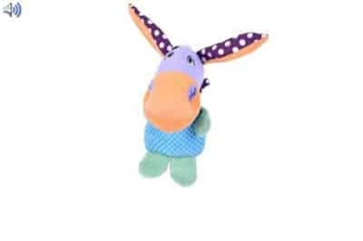 Abany - SALE - grote ezel domboo pluche paars 25 cm - jachtlijn - hondenspeelgoed - hond - puppy - leuk speelgoed hond - apporteerspeelgoed - volwassen hond - badstof - lakse kronch - met piep - hoge acceptatie
