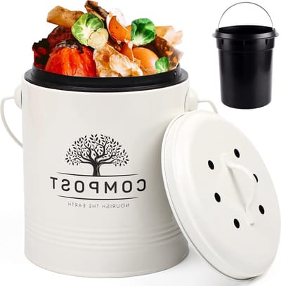 13 gallon compostbak met deksel - voor keuken - binnenemmervoering en koolstoffilter - kleine compostbak