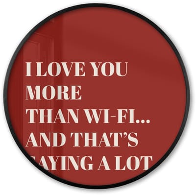 Poster in lijst Rond - Fotolijst 60x60 cm - Posters - Rood - Quote - Liefde - Ronde posterlijst zwart - Decoratie - Wanddecoratie woonkamer - Muurdecoratie slaapkamer